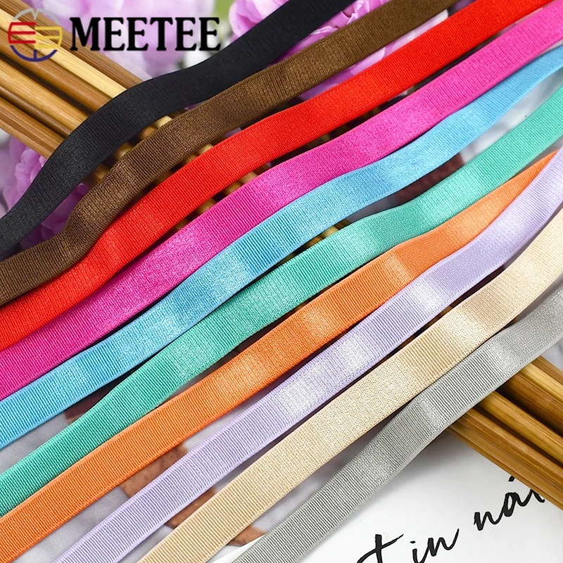 10/20/50M Meetee 6-15mm Spandex Elastic Bands Bra Shoulder Straps Soft Elasticity Webbing for Underwear DIY Sewing Accessories