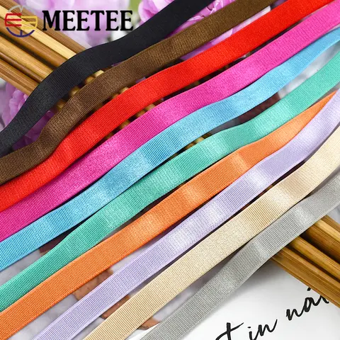 10/20/30M Meetee 6-15mm Spandex Elastic Bands Bra Shoulder Straps Soft Elasticity Webbing for Underwear DIY Sewing Accessories