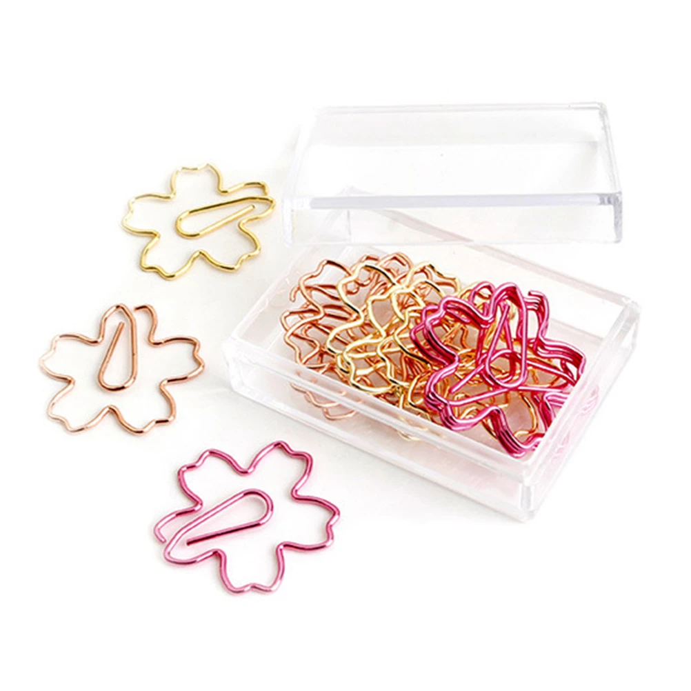 

12 PCS Cherry Blossom Paper Clip Colorful Clips Cute Blossoms Paperclip Colored Office Supplies Bookmark