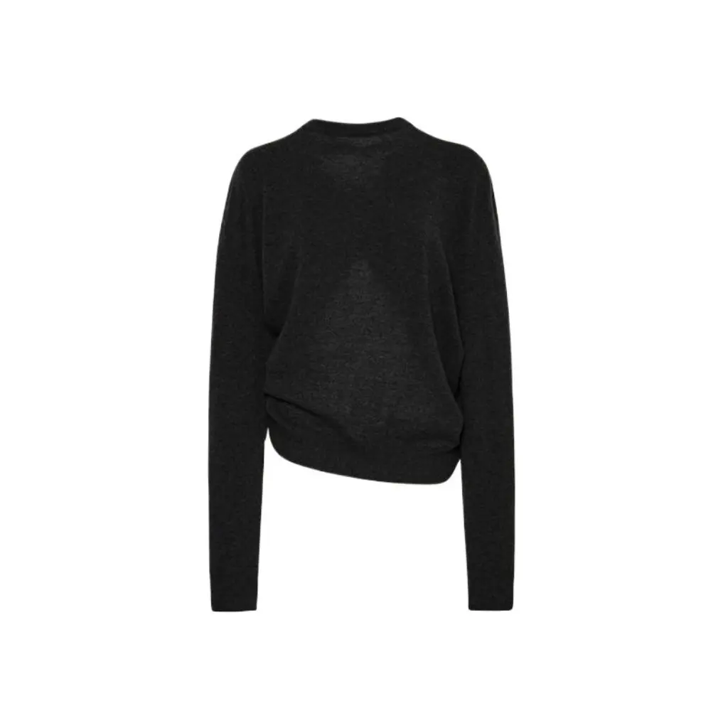 Longmei feminino preto malha superior casual outono inverno moda volta cruz torção linha estilo