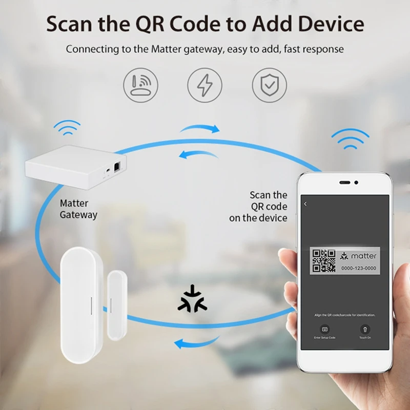 Vendita calda-Tuya Matter Filettatura Sensore per porte e finestre Alimentato tramite USB Smart Home Sensore per porte intelligenti Allarme per la sicurezza domestica e l'automazione