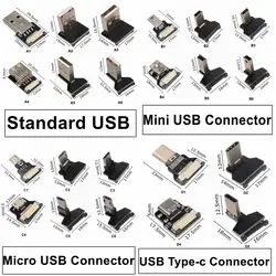 DIY 90 Degree FFC Type-C Mini Micro USB Connectors Extension Ribbon Converter FPV Slim Flat Soft Flexible FPC Charge USB Adapter