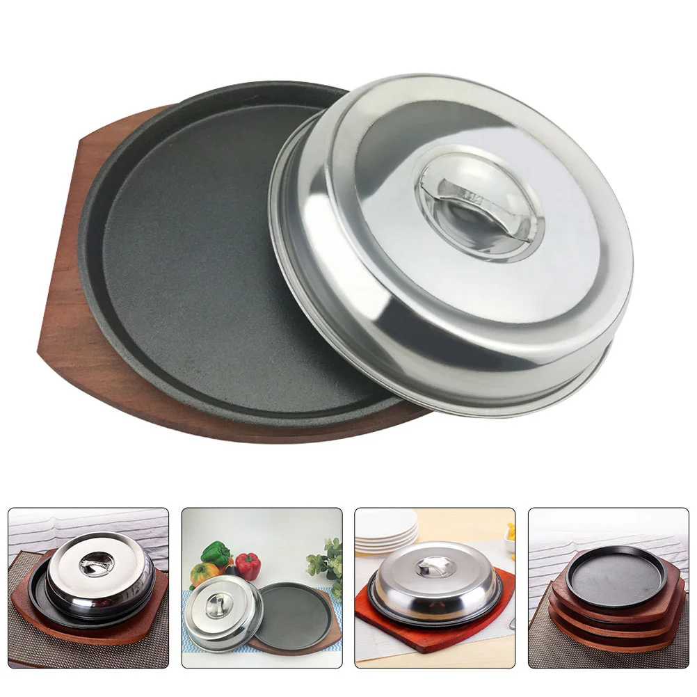 

Catering Supplies Western Food Cover Grilling Platter Roasting Pan Wood Iron Plates for BBQ