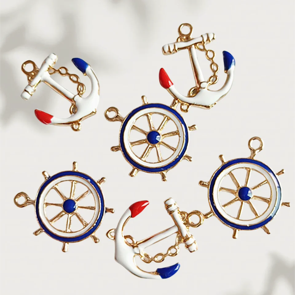 10 teile/los Legierung Kreative Anker Ruder Anhänger Schmuck Ornamente für Handgemachte Halskette Ohrringe Halsband Kopfbedeckungen DIY Handwerk