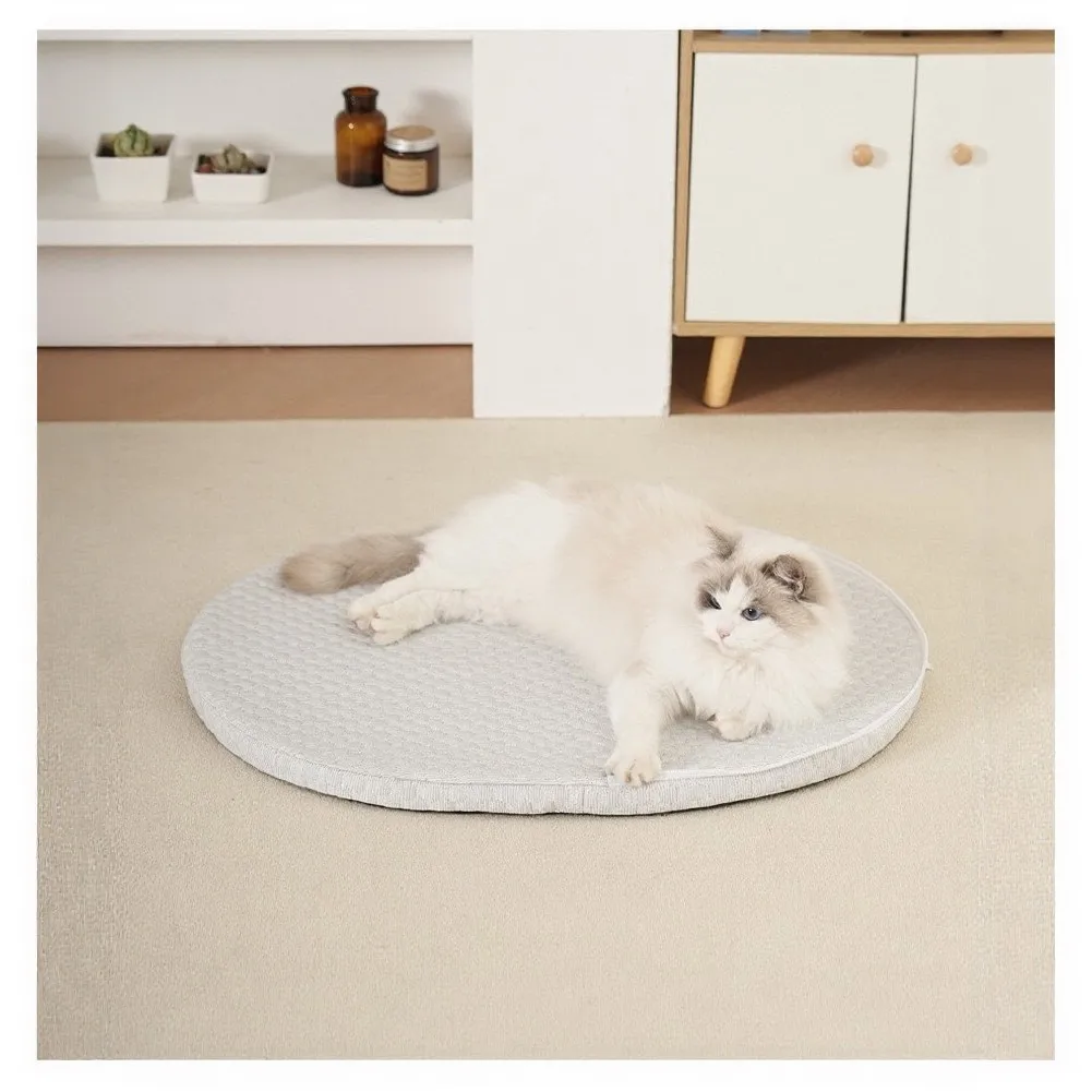 Cooling Mat for Dogs and Cats with Removable Pillow Breathable Fabric Construction Machine Washable Non-Slip Floor Grip