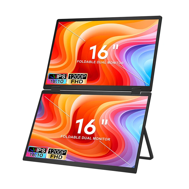 2025 Прямая продажа с фабрики, двойной 16-дюймовый складной сложенный экран, ЖК-панель, портативный удлинитель монитора для ноутбука