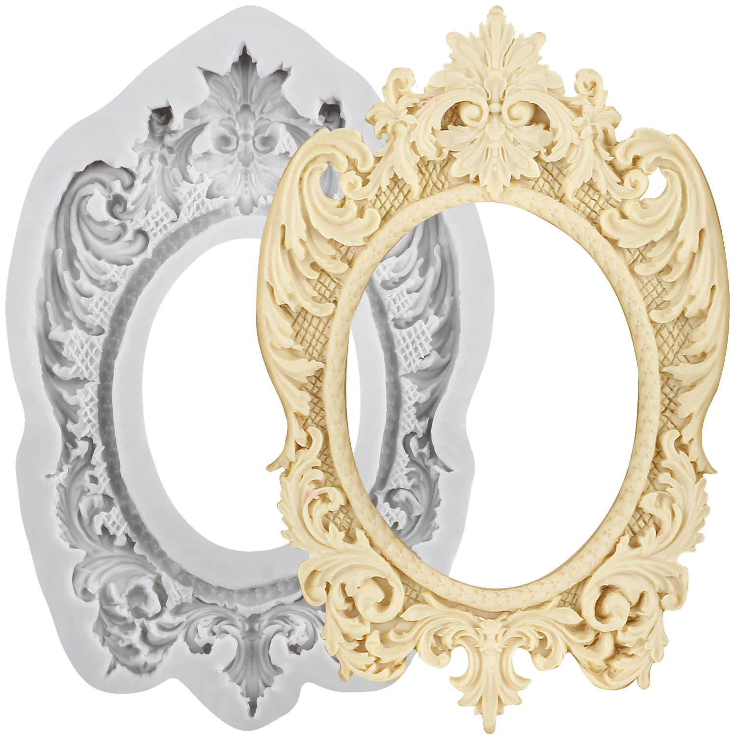 Baroque Photo Frame Silicone Molds Picture Frames Fondant Cake Decorating Tools Cupcake Topper Chocolate Candy Resin Mold