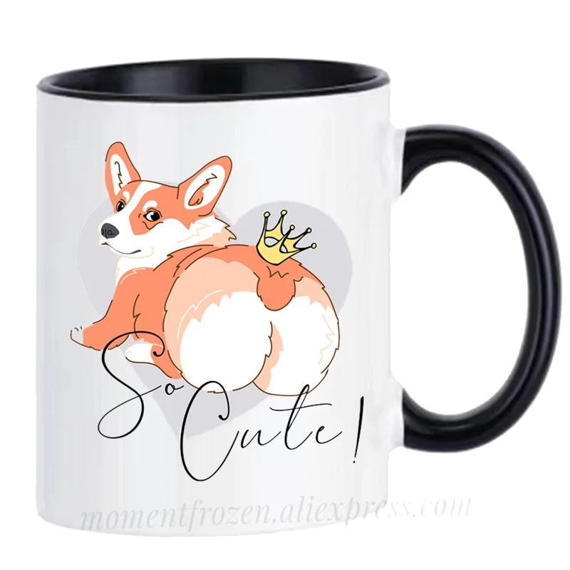 Cute Corgi Cups Funny Children Kids Mugs Coffee Mugen Unique Design Milk Tableware Coffeeware Home Office Decal Friends Gifts