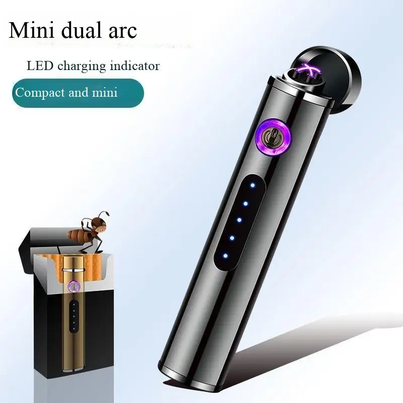 

Portable MINI Cylindrical Dual Arc Charging Lighter USB Charging Creative And Personalized Windproof Flameless Cigar Lighter