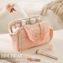 Bolsa de cosméticos de gran capacidad para mujer, bolso de almacenamiento de maquillaje portátil, organizador de maquillaje, bolso de aseo cruzado para lápiz y cepillo femenino