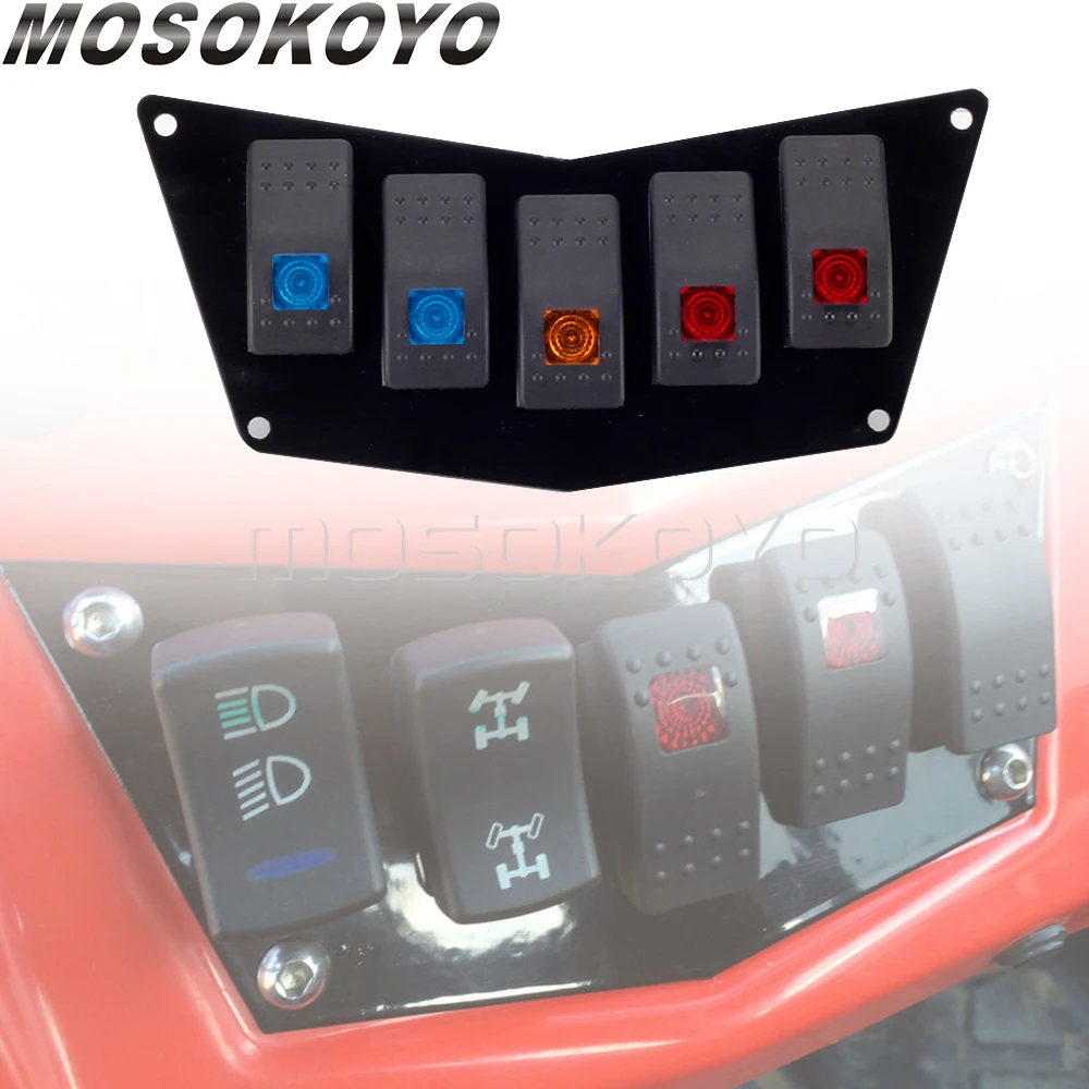 

5 Hole Dash Switch Plate Panel 5 Dash Switches 5 Switches Rocker Toggle Indicator For Polaris RZR 570 800 900 XP RZR570 ATV UTV