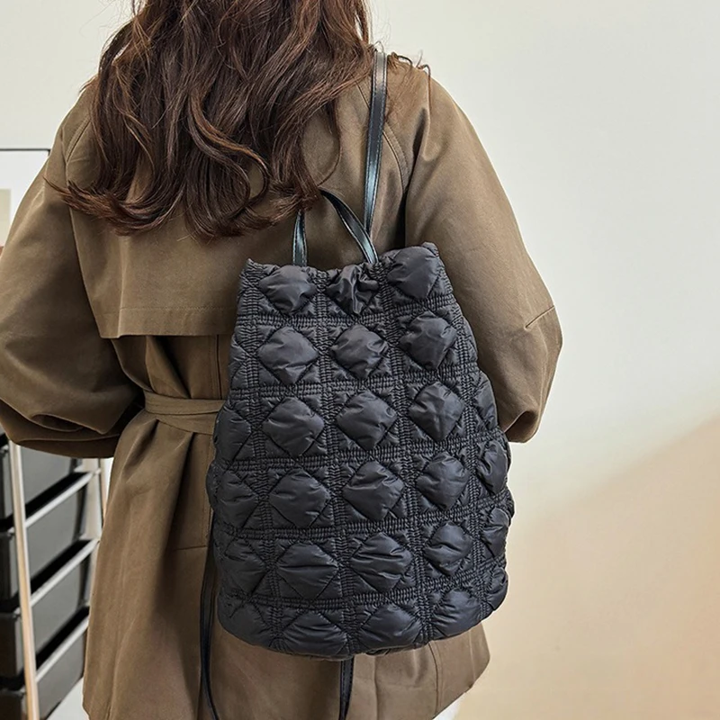 

Женские рюкзаки, плиссированные решетчатые сумки на плечо, большая вместимость, модные сумки-облака, школьные сумки для студентов колледжа, дорожные сумки