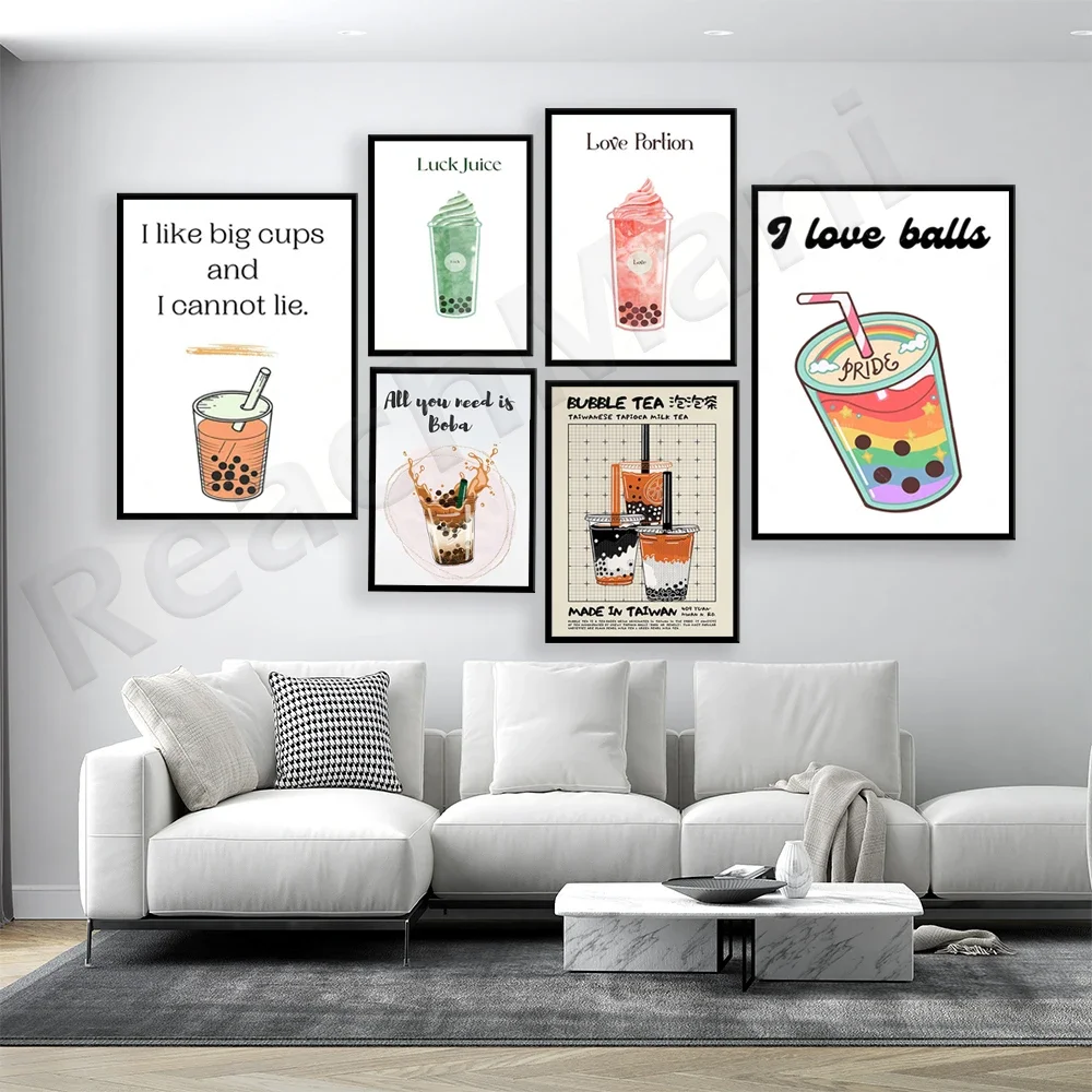 Retro bubble milk tea, tea poster, tea logo, gift for tea lovers, nostalgic Taiwanese asian cuisine kitchen aesthetic decoration