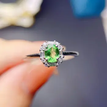 여성용 Tsavorite 파인 쥬얼리 반지, 천연 Tsavorite 보석, 4x6mm 레이디 Tsavorite 보석 반지, 베스트 셀러 