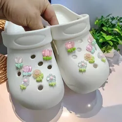 Whole Set Hot Sale Shoe Charms for DIY Small Fresh Flowers Tulip Decoration Buckle for Accessories Kids Party GirlsGift
