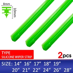 BEMOST 2PCS Car Wiper Blade Windscreen Green Silica Gel Replacement Strip 8MM 14