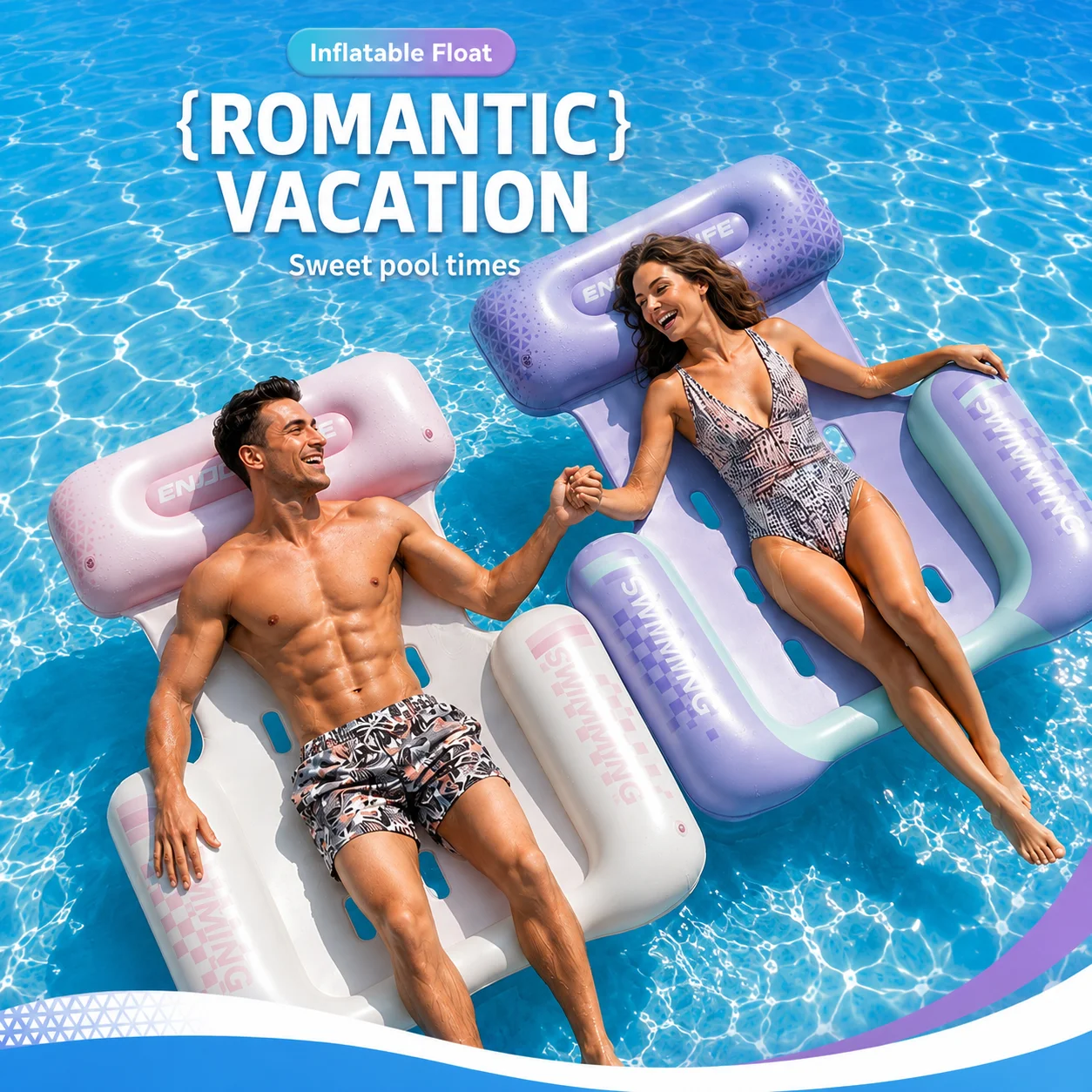 3-Tube Inflatable Pool Lounge Chair, Breathable Mesh Water Hammock Float with Headrest and Side Support for Adults