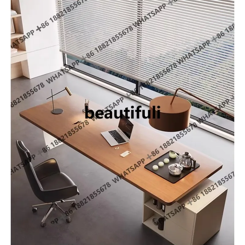 

RR Solid wood desk with tea table integrated President Chairperson new high-end
