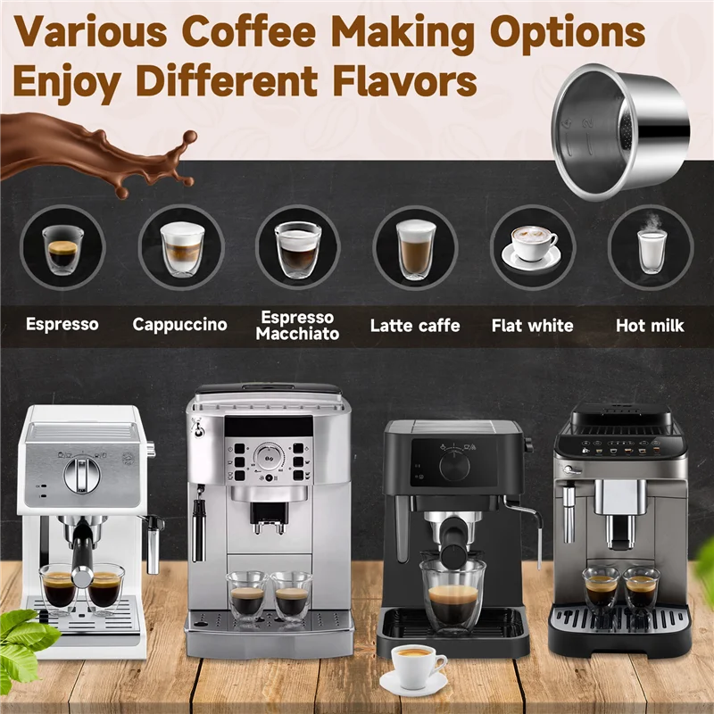 【Popular】Pressure Cup Filter Coffee Machine Espresso Accessories Detachable Powder Cup Stainless Steel Powder Bowl Basket