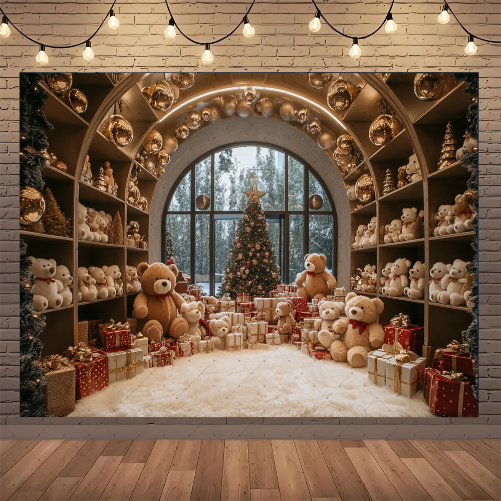 

Photography Background Winter Christmas Boho Beige Room Xmas Tree Gift Kids Family Portrait Decor Backdrop Photo Studio