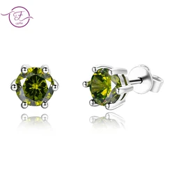 Elegant Colorful Zircon Stud Earrings for Women Sparkling 6*6mm Round Cubic Zirconia Earring Valentine's Day Jewelry Gift FCGJHW