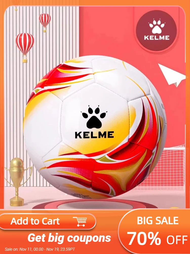 

Kelme Standard 5 Soccer Ball School Soccer Ball Wear-resistant Soccer Ball Elastic Indoor High Elasticity Soccer Ball