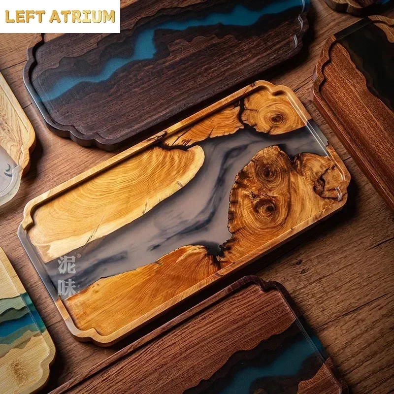 Resin Wooden Pallets Storage Trays Tea Tray Dinner Plate Serving Tray Snack Plate Refreshment Plates Dim Sum Dish Fruit Bowl