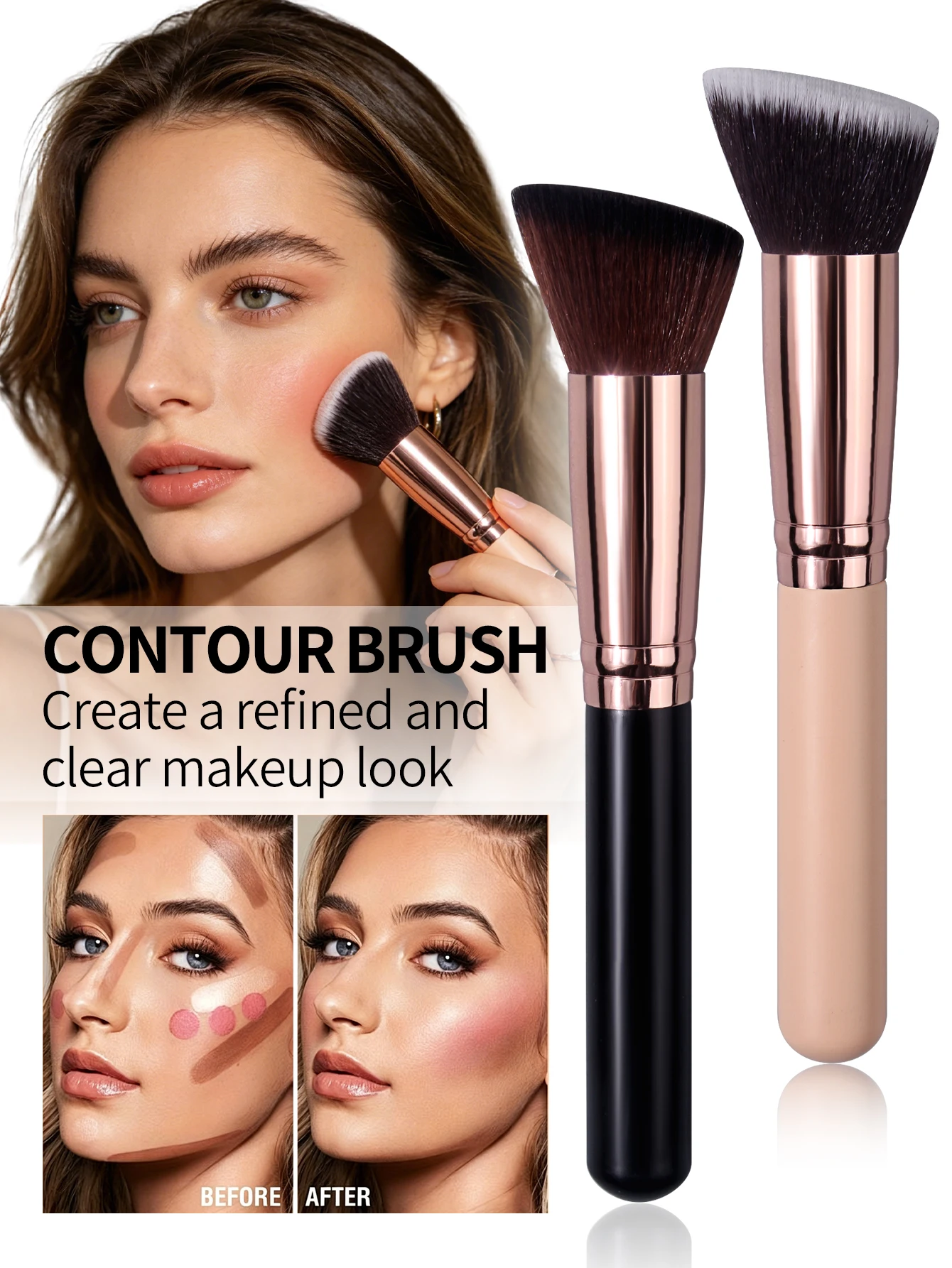 Angled Contour Brush Soft Synthetic Bronzer Blush Brush for Precise Face Sculpting Makeup Tool for Beginners