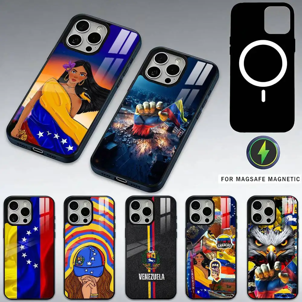 

Venezuela Flag Phone Case For iPhone17,16,15,14,13,12,11 Plus,Pro Max Magnetic For Magsafe Wireless Charging