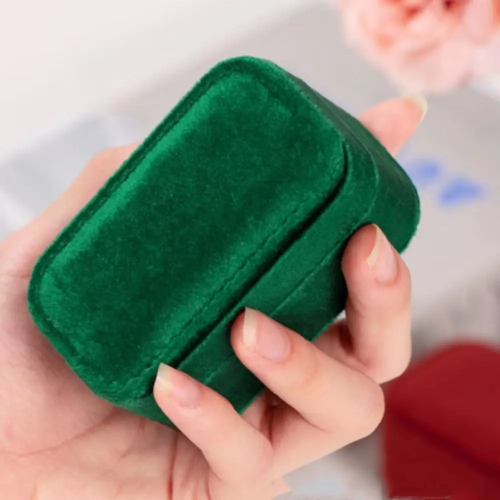 Fashion Luxury Velvet Rings Holder Wedding Anti-collision Rings Bearer Box Packaging Square Rings Display Case Propose
