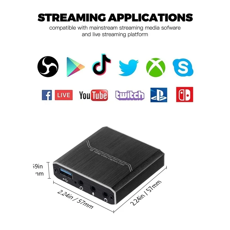 HDMI Capture Card - USB HD Video Capture Device for Audio/Video Recording, OBS Game Live Streaming Capture Box with Loop Out