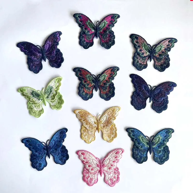 8*5.8CM/Colorful Butterfly Fabric Applique Sew On Patches Embroidery Clothes Stickers DIY Sewing Supplies For Clothing,Dress