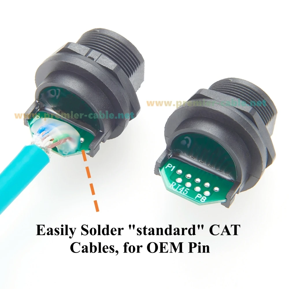 IP67 RJ45 Flush Panel Mount Connector With PCB Board Quick Release Gigabit Cat5e Ethernet Bulkhead Feedthru RJ45 Female Socket