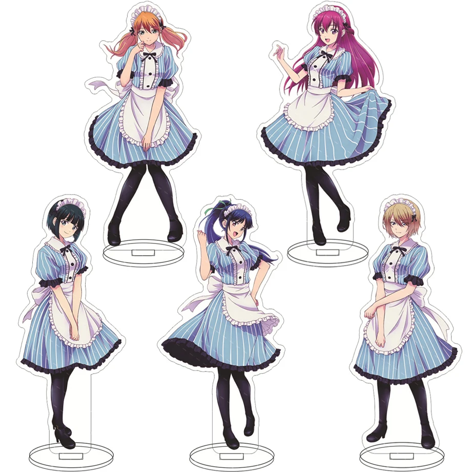Figurine Anime 16CM La Terrasse du Café et ses Déesse ‌   Makusawa Oka Tsuruga Ami Tsukishima Riho Cos Décorations en acrylique à poser Cadeaux