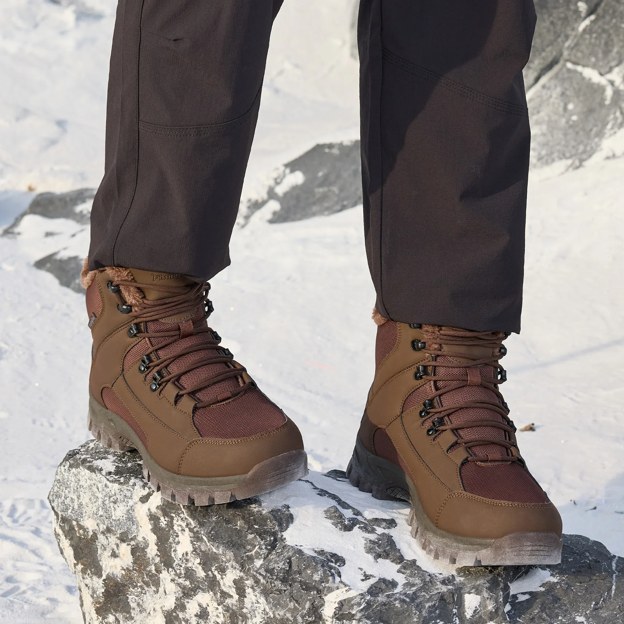 Herren Winter Schneestiefel Weite Passform Kältebeständig -25 ℃ Warme, dick gefütterte Outdoor-Wanderstiefel Herren-Winterschuhe zum Wandern und Trekking – Detail 4