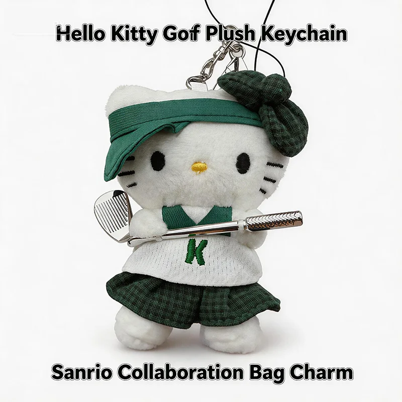 

Japan Collaboration Hello Kitty Golf Plush Keychain Cute Cartoon Cat Bag Charm Soft Fluffy Backpack Pendant Kawaii