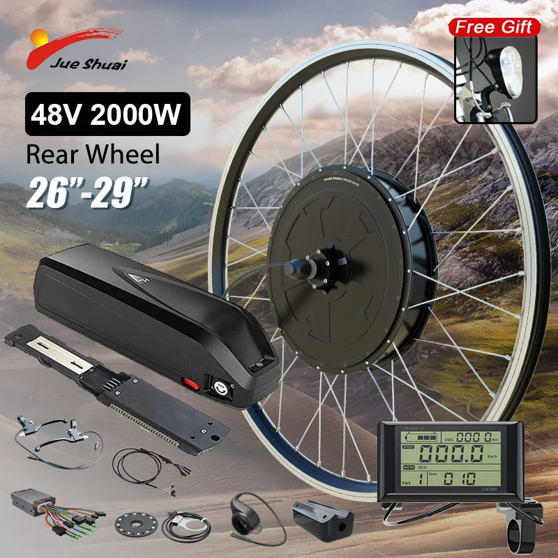 Powerful 2000W Gearless Hub Motor Ebike Kit 48V 13Ah-24Ah Hailong Battery DIY Electric Bike Kit for Mountain Bicycle 26\