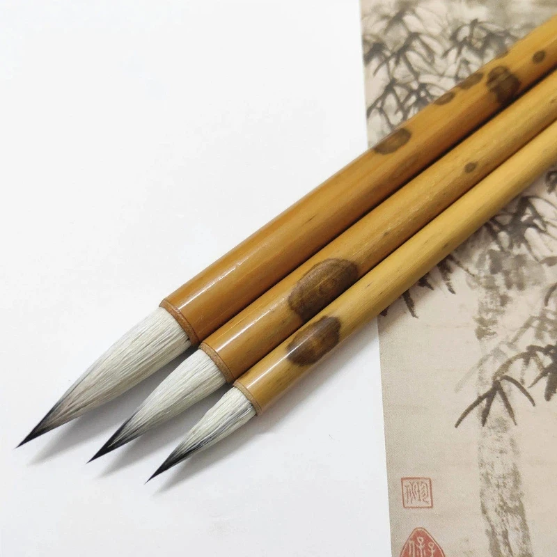 Woolen Mixed Hair Chinese Painting Brush Fine Outline Pen Copy Scriptures Small Regular Script Slender Gold Calligraphy Brush