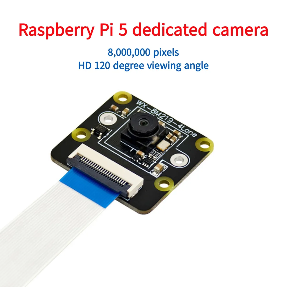 Raspberry Pi Pi5 Camera IMX219 Module 8 Million Pixels 120-Degree Wide Angle without Distortion