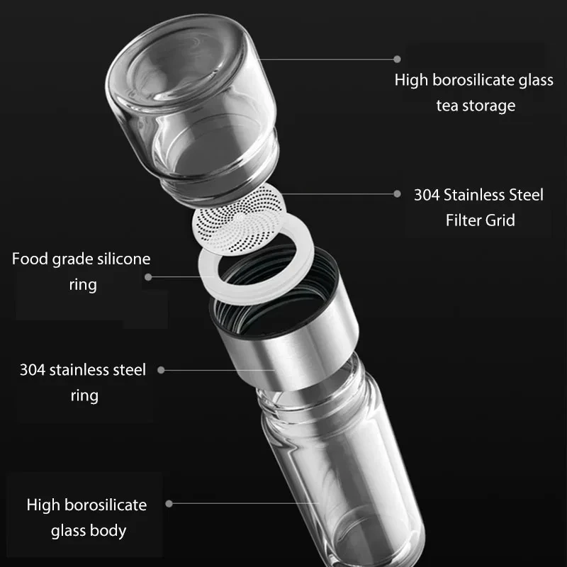 D5 Borosilicate Glass Double Layer Tea Water Cup Double Layer Tea Water Bottle with Filter Infuser Coffee Tumbler Drinkware Gift