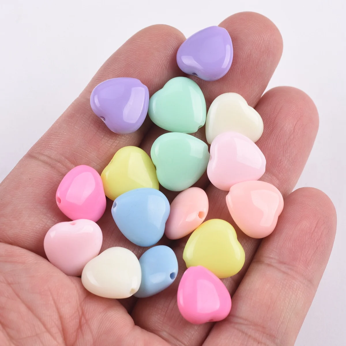 50pcs Heart Shape 14mm Acrylic Plastic Loose Beads For Jewelry Making DIY Earring Crafts Findings