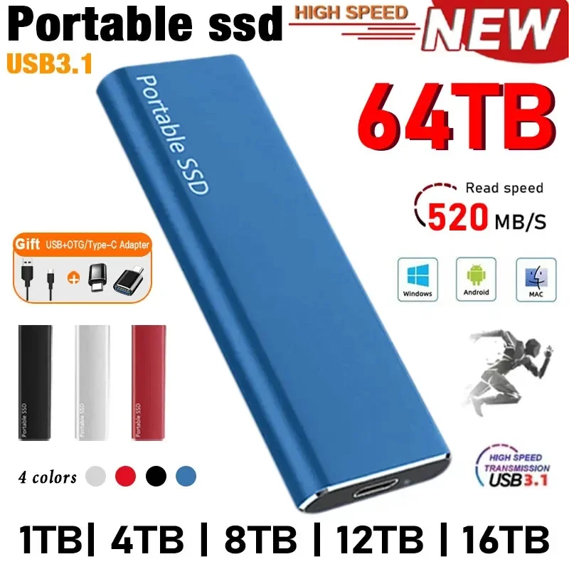 

External SSD Hard Drive 1TB External Hard Disk 2TB High-Speed hard ssd USB3.1 Mobile Solid State Drive for Notebook Laptop Mac