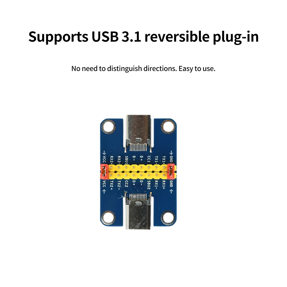 Type C USB 3.1 Test Board Adapter with Reversible Plug Male-to-Female Design for Hardware Debugging and Development