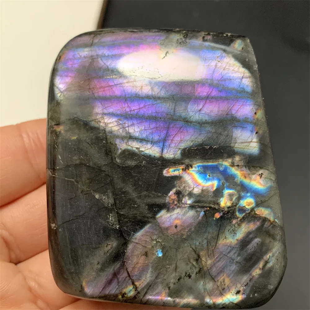 

Натуральный королевский фиолетовый свет лабрадорит украшения стоящий синий оранжевый свет лабрадор образцы камня желтые бусины украшение дома