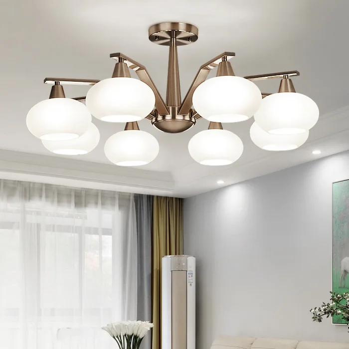 Modern and minimalist, postmodern living room, chandelier, bedroom light Nordic downward facing glass lighting fixtures