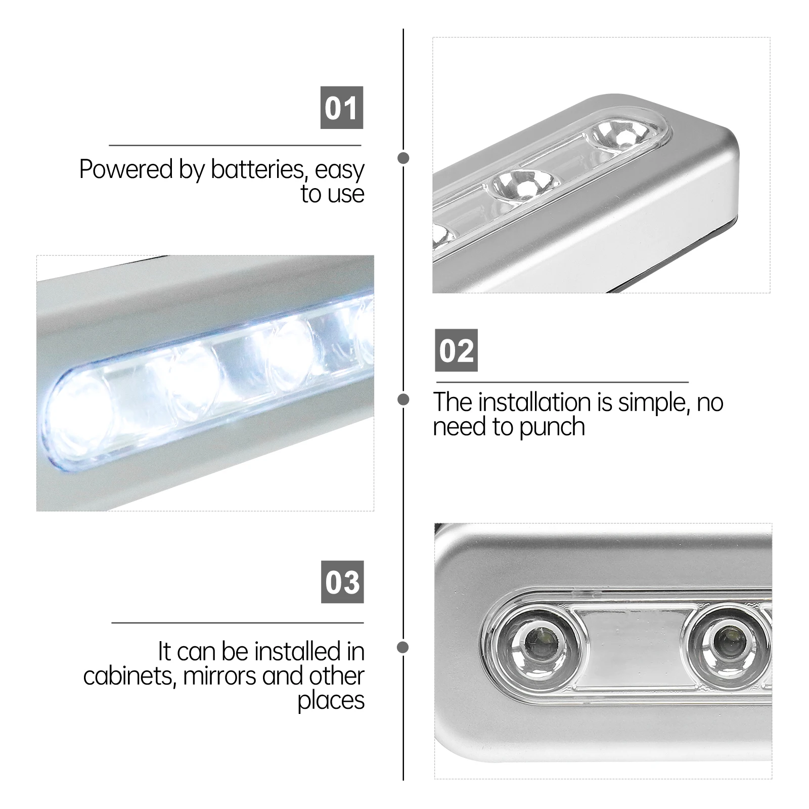 터치 센서 라이트 5 LED 모션 센서 야간등 캐비닛 서랍 램프 옷장 계단 무선 작동