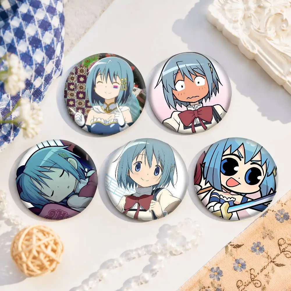 A-Anime Character Sayaka Miki Art Badges Button Round Creative Pin Brooch Badge Bag Decor Accessories Fans Collect Friends Gifts