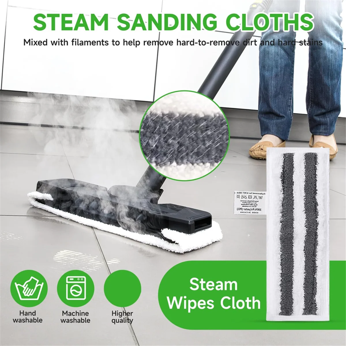 Acessórios FZFZ para limpador a vapor Easyfix SC2 SC3 SC4 SC5, com conjunto de pano de microfibra e escovas redondas para bico de piso