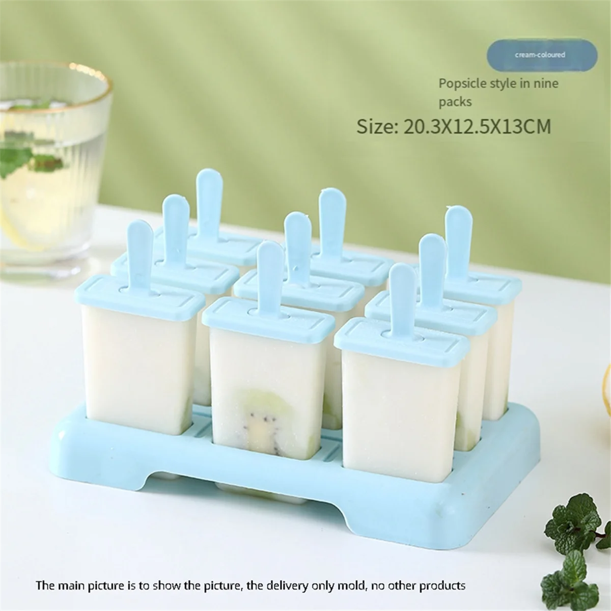 

Ice Cream Popsicle Mold, DIY Ice Cream Maker, Popsicle Mold Ice Tray Kitchen Gadgets Beige