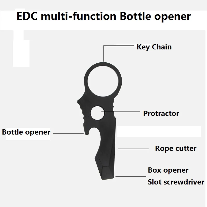 

Multi-function EDC Bottle opener tool mini crowbar screwdriver stainless steel outdoor portable key chain pendant circular hole